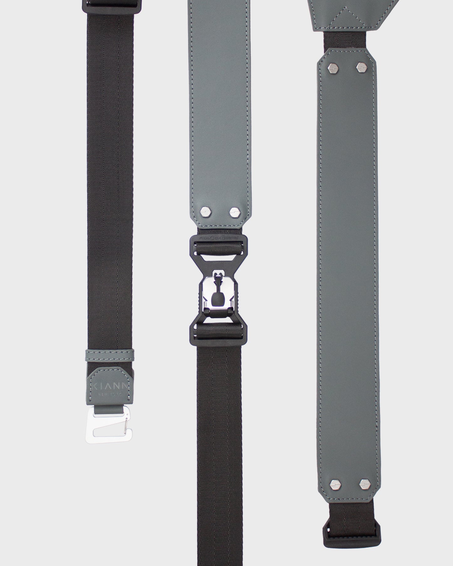 SWITZ Blue Grey Leather Crossbody Messenger Bag