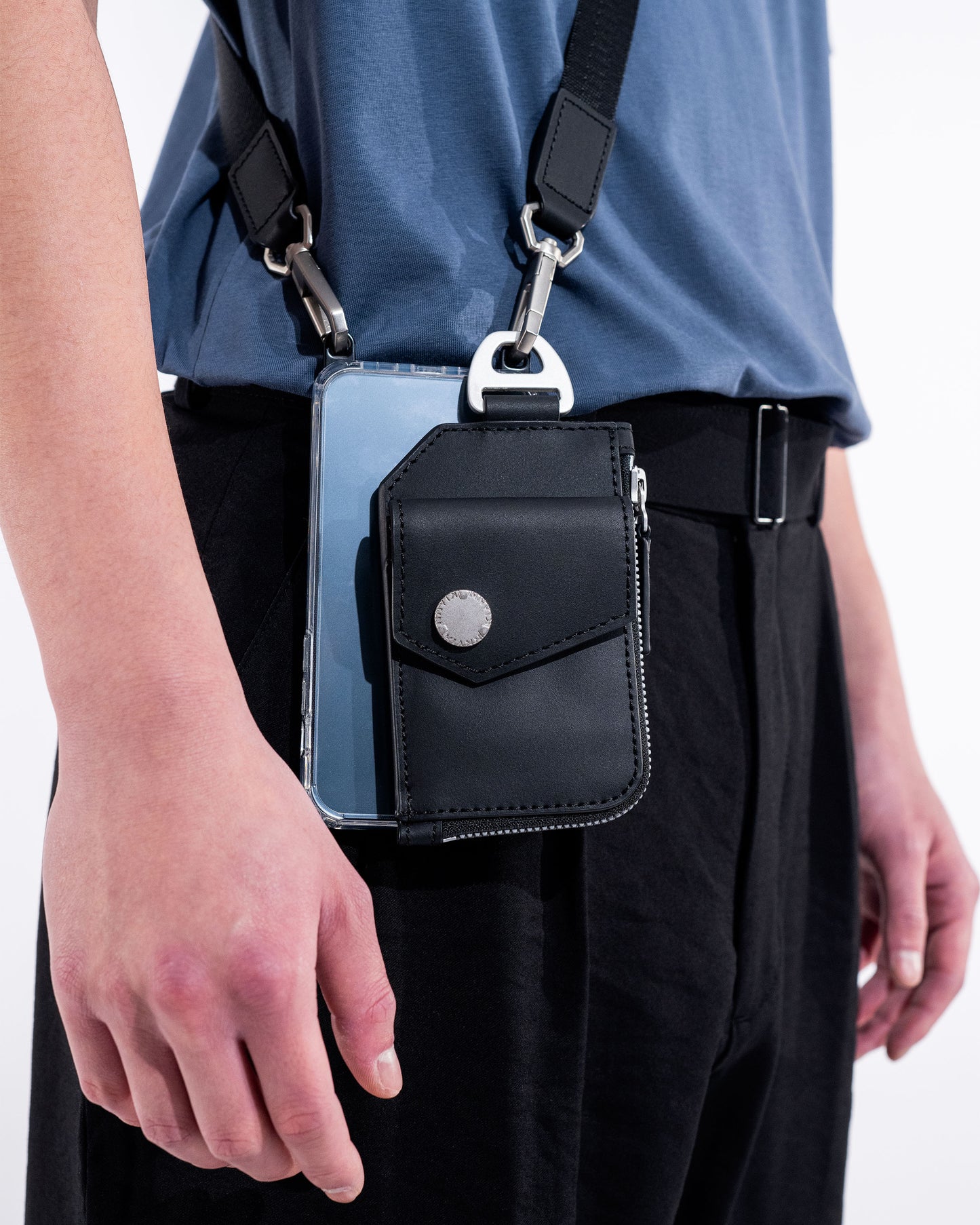 OCTA Black Nylon & Leather Crossbody Strap