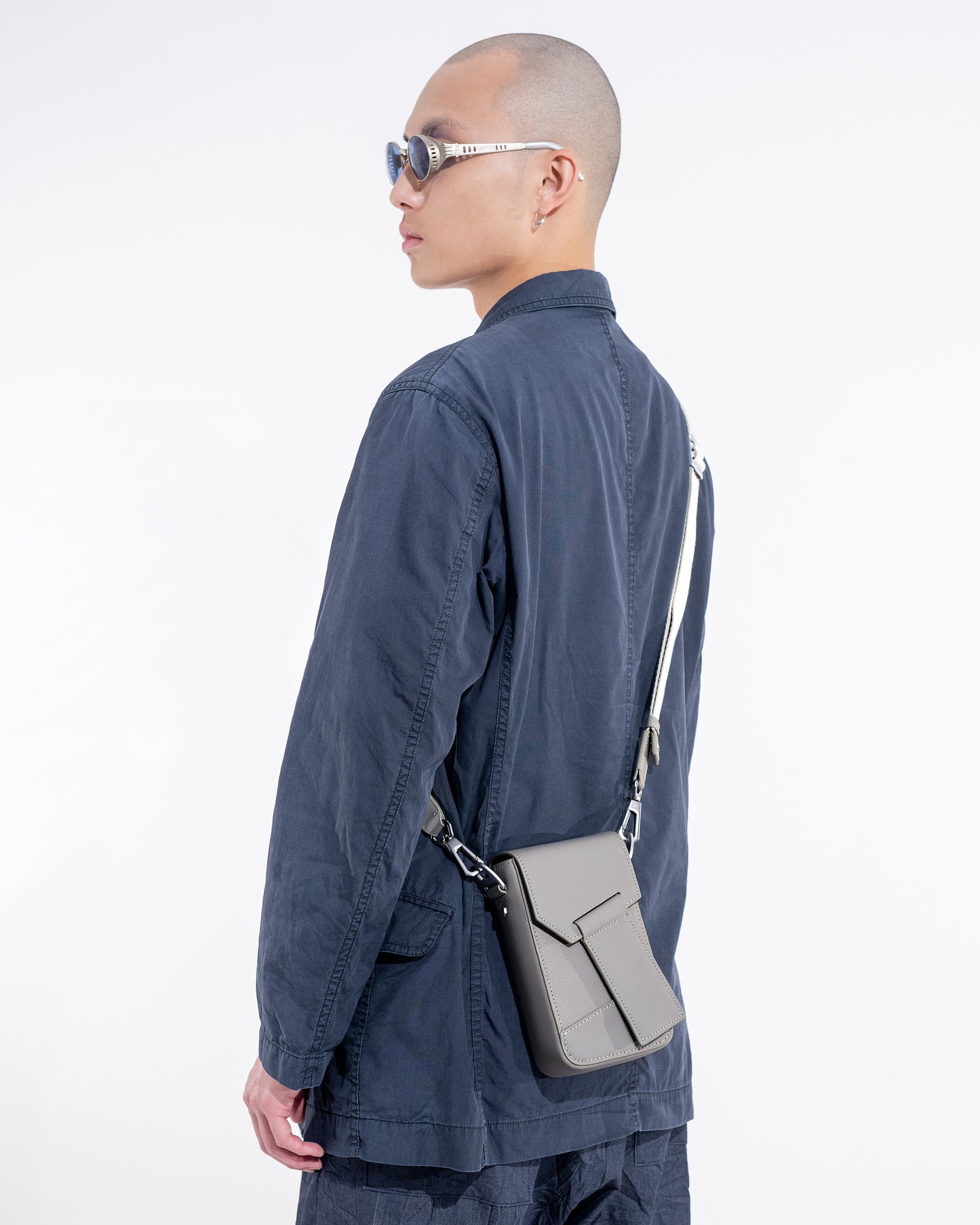 LIIN Light Grey Genuine Leather Phone Bag