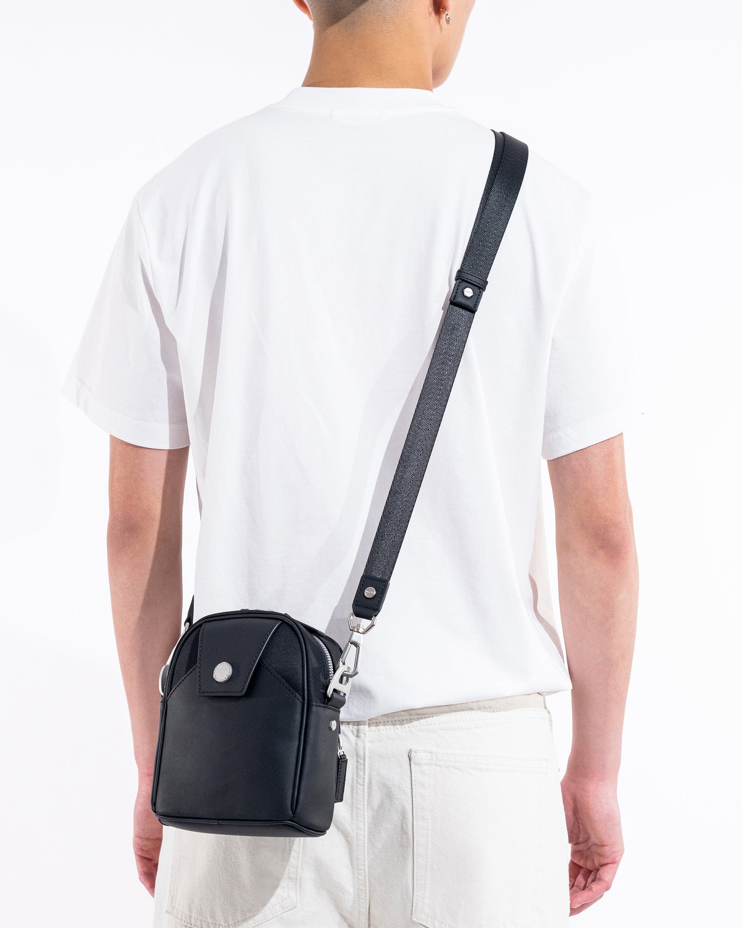 SANBAE Black Nylon and Leather Crossbody Bag