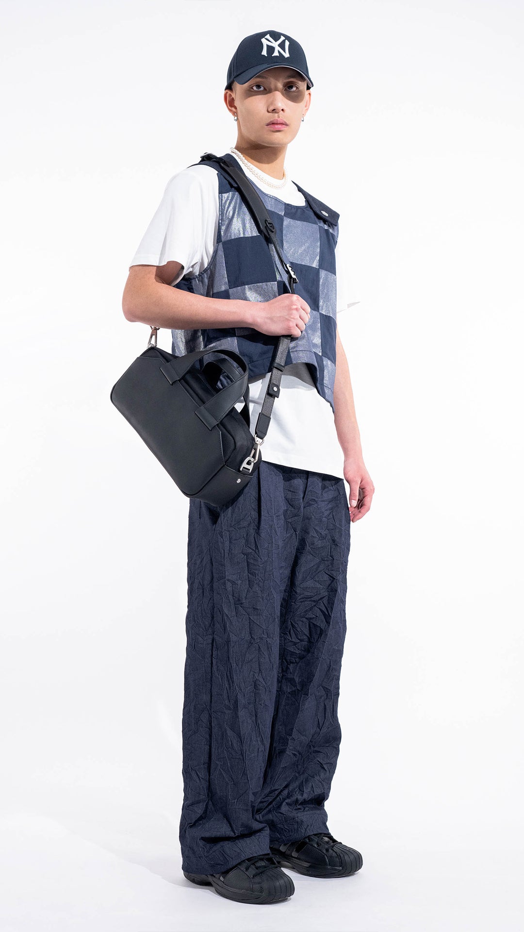 ZOID Black Nylon and Leather Mini Duffle Bag