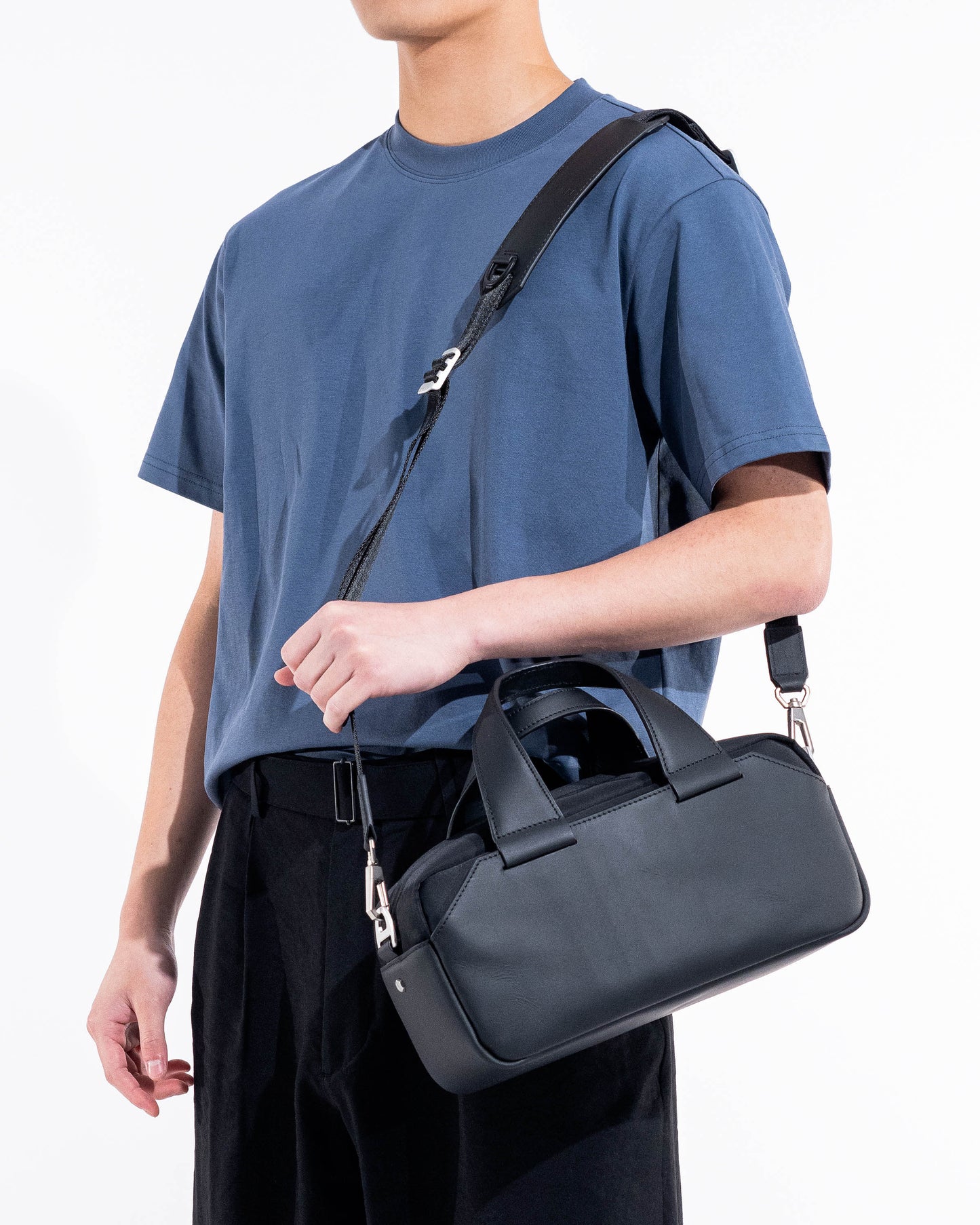 ZOID Black Nylon and Leather Mini Duffle Bag